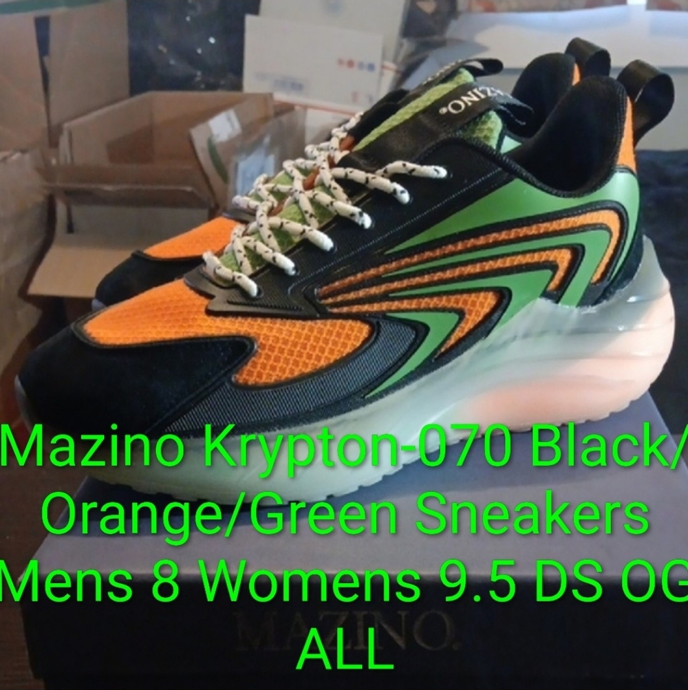 Mazino Krypton-070 Black/Orange/Green Sneakers Mens 8 Womens 9.5 DS OG ALL